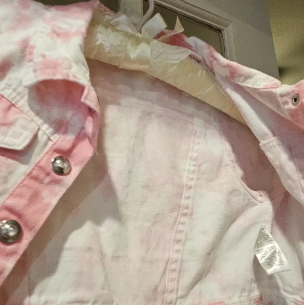 Young Hearts Pink & White Tie Dye Denim Jacket - Size 6X - Picture 4 of 12